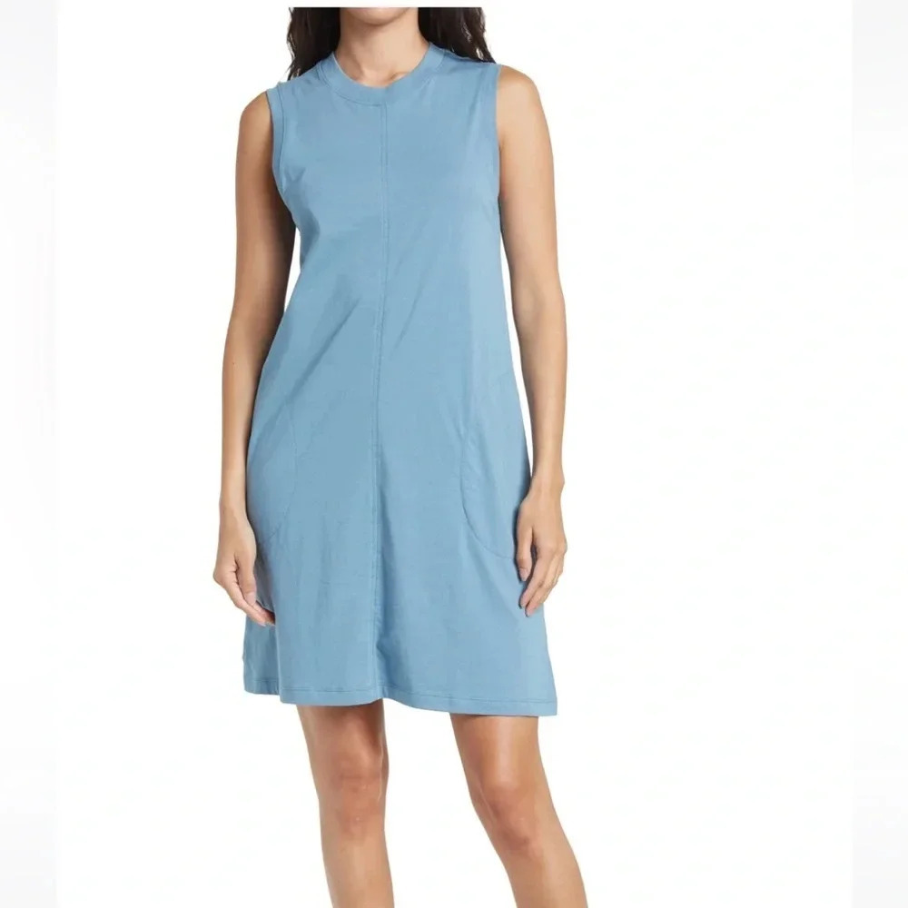 ATM Anthony Thomas‎ Melillo Jersey Minidress antique blue XS X Small pockets NWT
